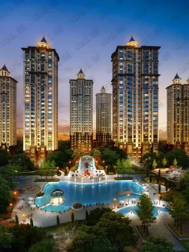 滕商奥体花园效果图半高夜景 屋顶
