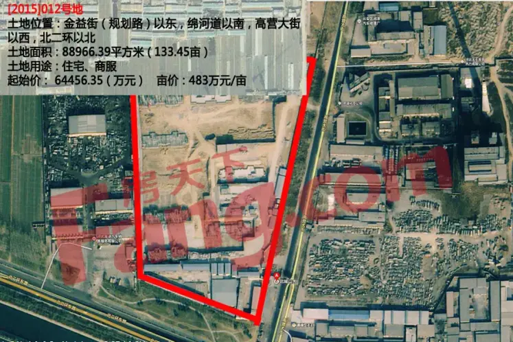 [2015]012号地位于金益街(规划路)以东,绵河道以南,高营大街